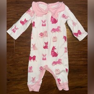 Paris Hilton Pink and White Dog Animal Print Kids Romper